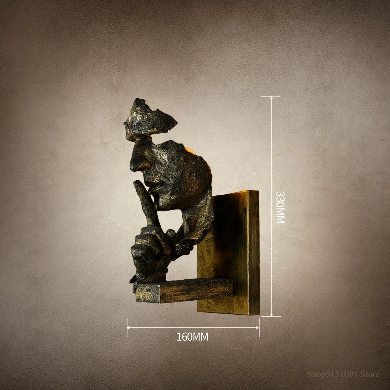 loft face wall lamp decoration salon wall lamps creative retro led light For home decor light art bar aisle indoor lighting