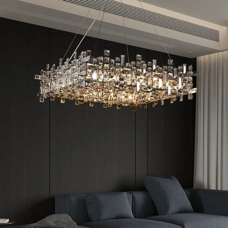 Luxury Chrome LED Crystal Chandeliers Home Villa Living Dining Room Lighting Decorate Indoor Ceiling Pendant Llights Fixtures