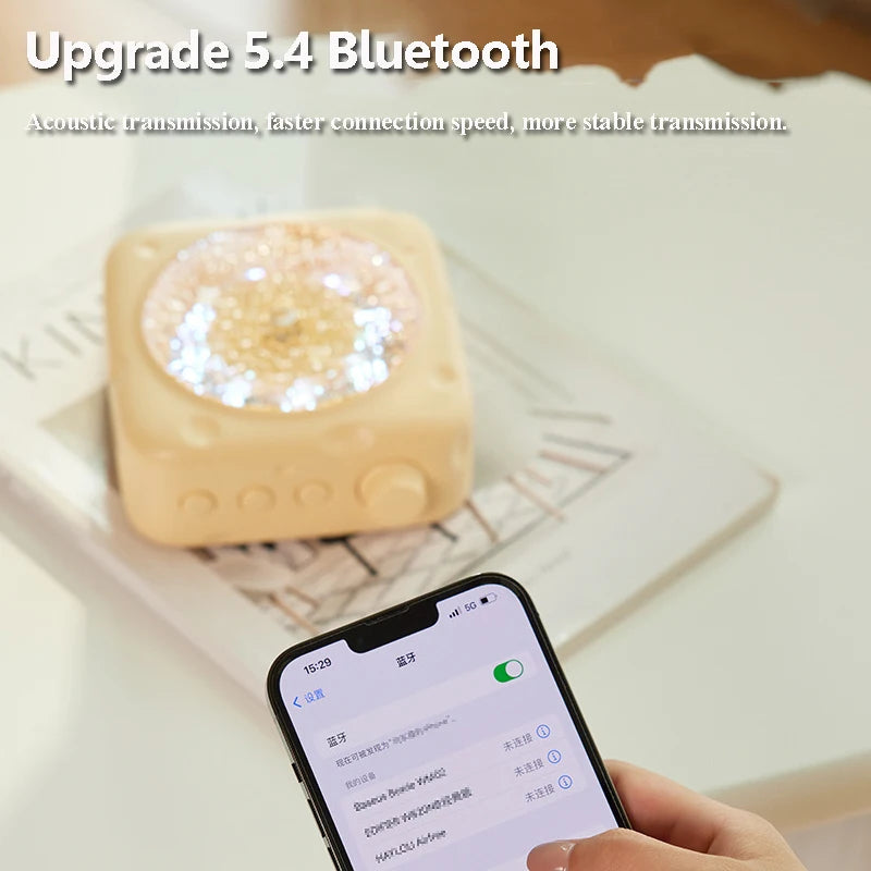 Portable Wave Projection Light Bluetooth Speaker RGB Atmosphere Light Hifi Audio System Wireless MP3 Music Player Birthday Gift