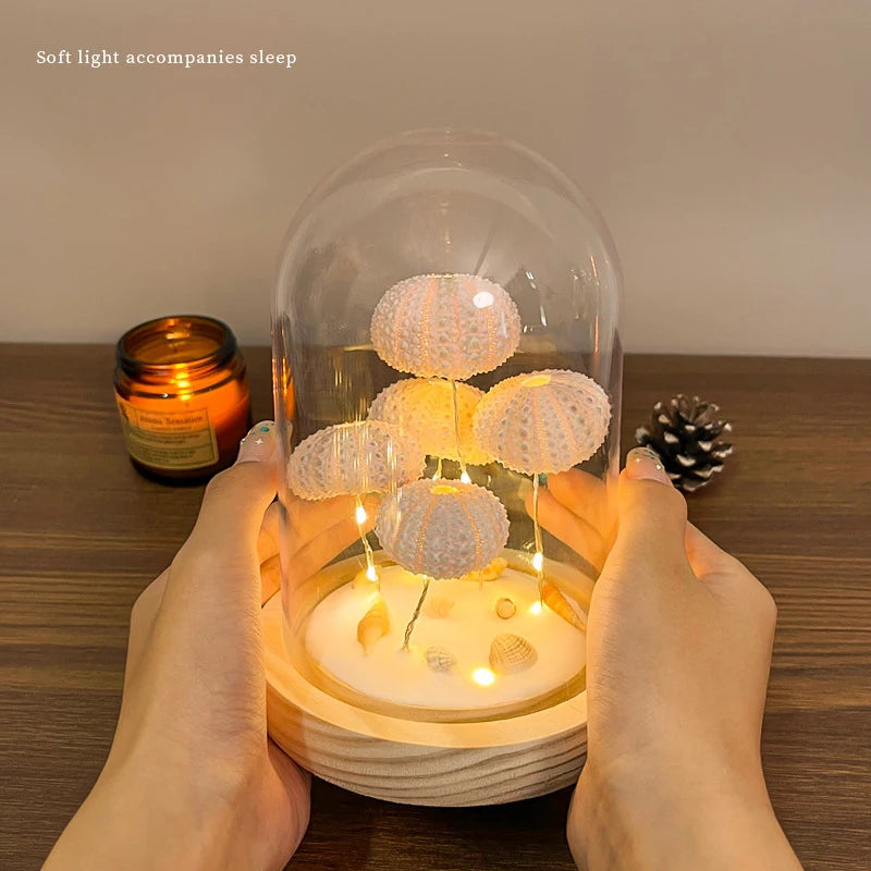 Creative Sea Urchin Shell Jellyfish Parent Child Activity Handmade DIY Night Light Decoration Atmosphere Small Ornament