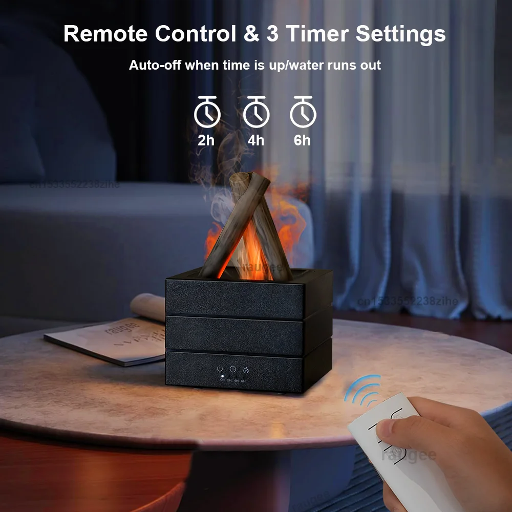 Flame Humidifier Fragrance Diffuser Aroma Humidifier Aromatherapy Essential Oil Diffuser with Night Light and Remote Control