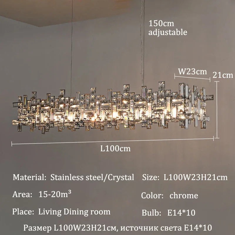 Luxury Chrome LED Crystal Chandeliers Home Villa Living Dining Room Lighting Decorate Indoor Ceiling Pendant Llights Fixtures