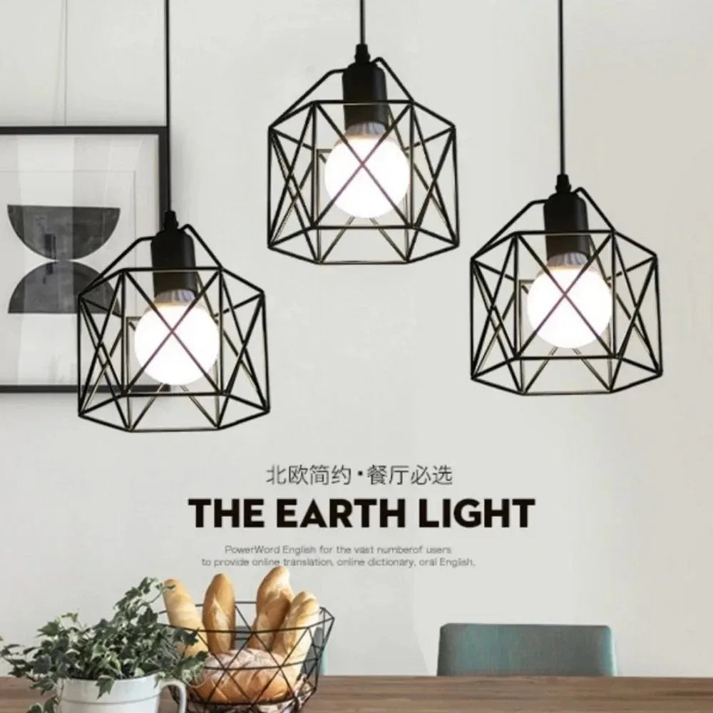 JOYINLED Retro Vintage Mid Century Home Black Rustic Led Chandelier Lamp Round Indoor Hanging Ceiling Light Pedant Light Fixture