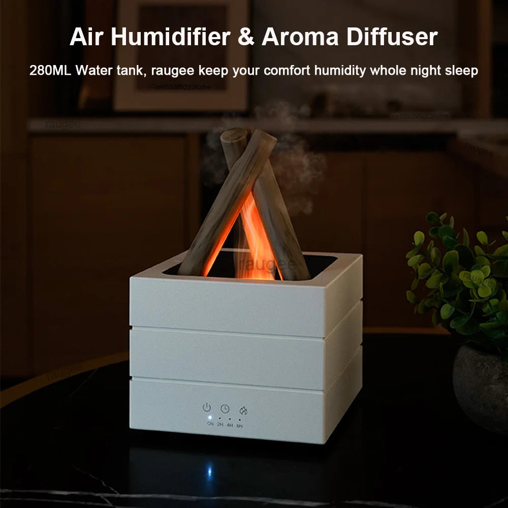 Flame Humidifier Fragrance Diffuser Aroma Humidifier Aromatherapy Essential Oil Diffuser with Night Light and Remote Control