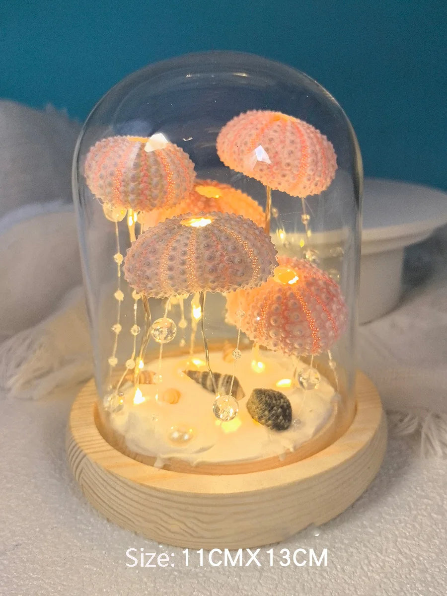 Creative Sea Urchin Shell Jellyfish Parent Child Activity Handmade DIY Night Light Decoration Atmosphere Small Ornament