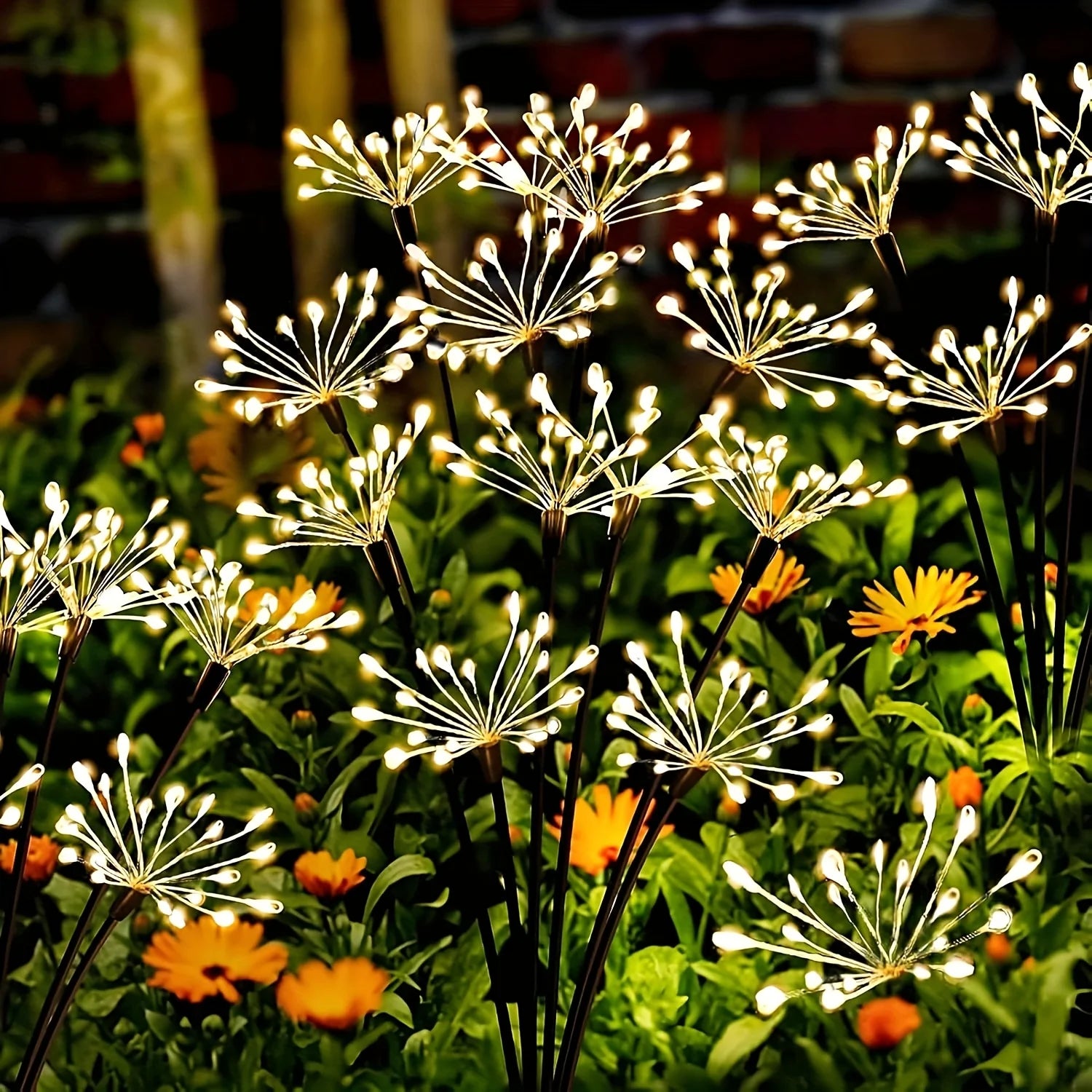 1pc Solar Firework Lights Warm White with 60LEDs for Outdoor Garden Decoration, 2 Modes,Christmas Decoration