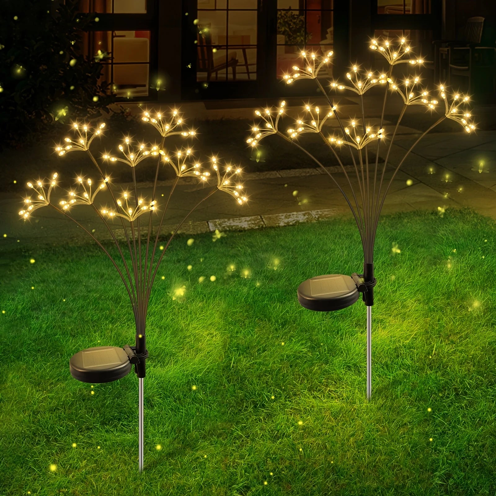 1pc Solar Firework Lights Warm White with 60LEDs for Outdoor Garden Decoration, 2 Modes,Christmas Decoration