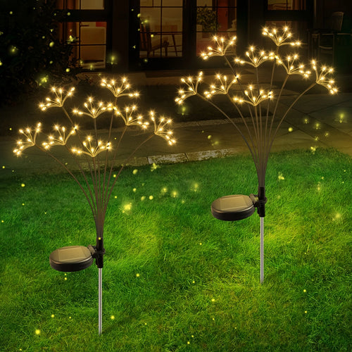1pc Solar Firework Lights Warm White with 60LEDs for Outdoor Garden Decoration, 2 Modes,Christmas Decoration