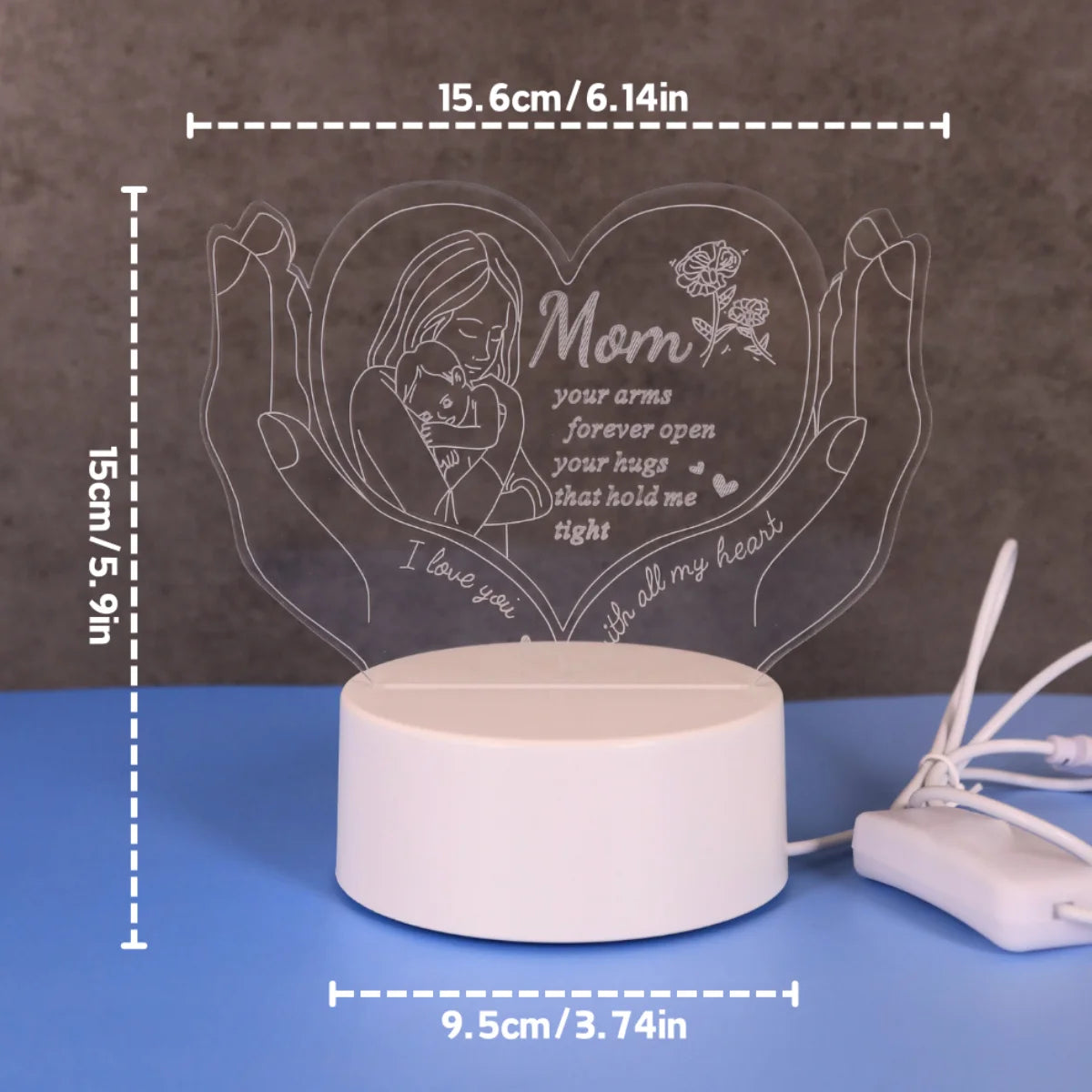 3D Night Light Creative Heart shaped Letter Light Gift Lamp for Mom Mother's Day Small Gift Lamp