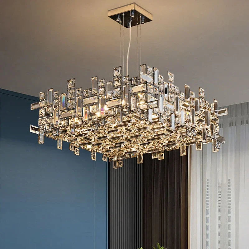 Luxury Chrome LED Crystal Chandeliers Home Villa Living Dining Room Lighting Decorate Indoor Ceiling Pendant Llights Fixtures