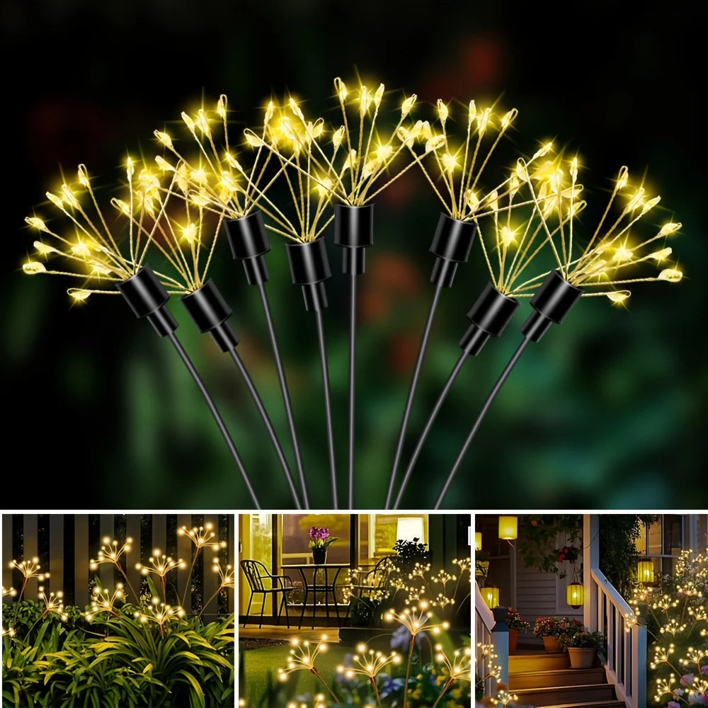 1pc Solar Firework Lights Warm White with 60LEDs for Outdoor Garden Decoration, 2 Modes,Christmas Decoration