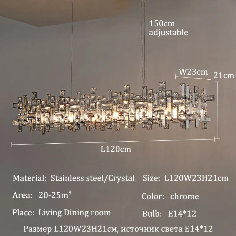 Luxury Chrome LED Crystal Chandeliers Home Villa Living Dining Room Lighting Decorate Indoor Ceiling Pendant Llights Fixtures
