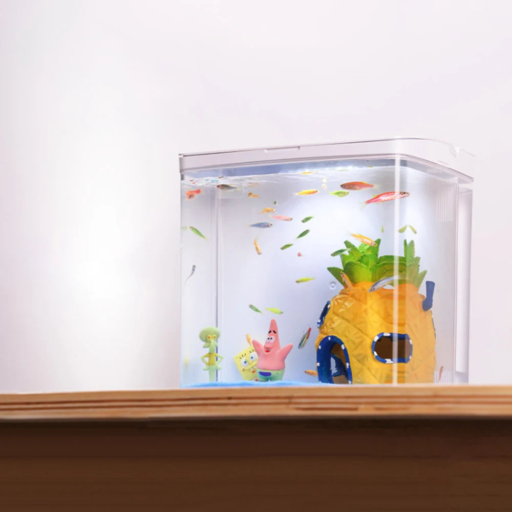 1PC Household fish tank, living room, small mini betta fish tank, desktop ecological tank