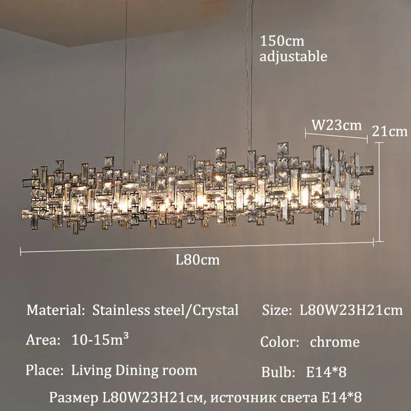 Luxury Chrome LED Crystal Chandeliers Home Villa Living Dining Room Lighting Decorate Indoor Ceiling Pendant Llights Fixtures