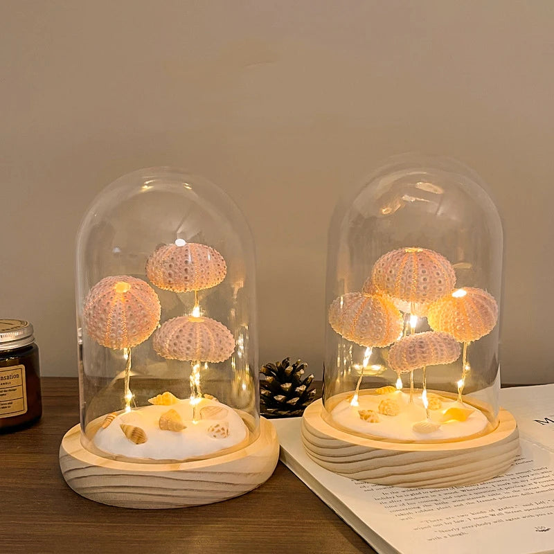 Creative Sea Urchin Shell Jellyfish Parent Child Activity Handmade DIY Night Light Decoration Atmosphere Small Ornament