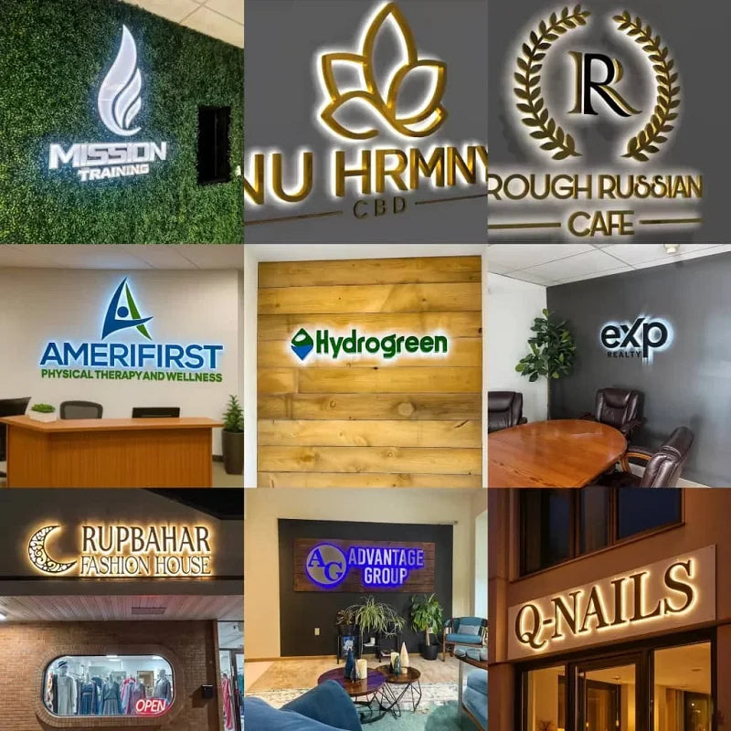 Custom 3D Backlit  Business Sign LED Metal Sign Indoor Outdoor Letters For Shop Cafe Channel Custom Beauty Salon Sign