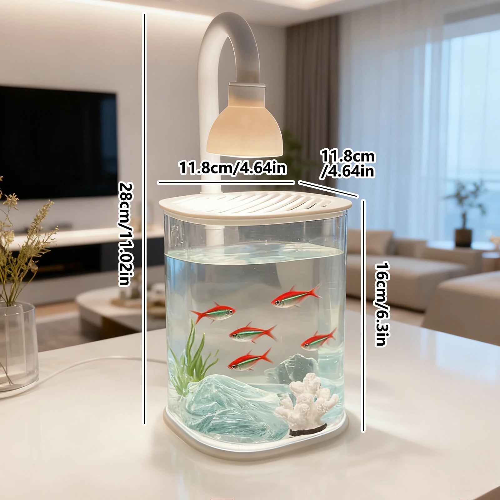 Starter Kit Small Fish Tank Axolotl Tank Tabletop Turtle Tank Goldfish Tank With Light Party Chirstmas Gift Idea For Kids