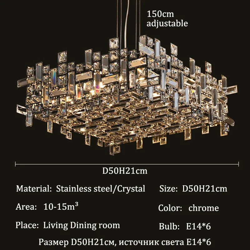 Luxury Chrome LED Crystal Chandeliers Home Villa Living Dining Room Lighting Decorate Indoor Ceiling Pendant Llights Fixtures