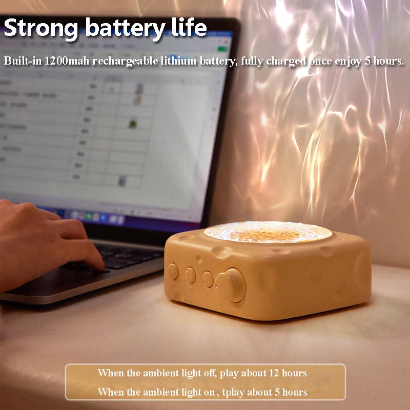 Portable Wave Projection Light Bluetooth Speaker RGB Atmosphere Light Hifi Audio System Wireless MP3 Music Player Birthday Gift