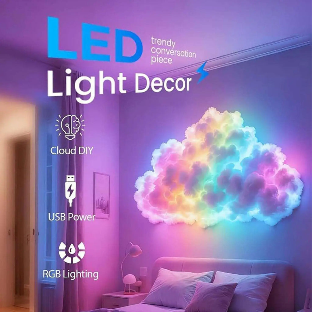 Cloud LED Lights for Ceiling 3D Thundercloud USB Lamp Set Dynamic Lighting Decoration for Desktop Ceiling Bedroom Living Room