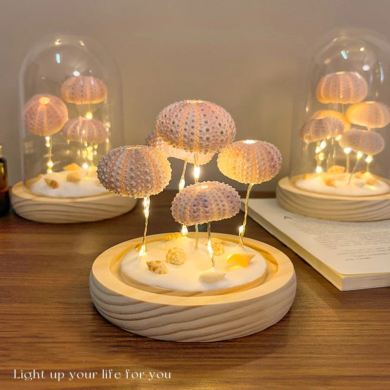 Creative Sea Urchin Shell Jellyfish Parent Child Activity Handmade DIY Night Light Decoration Atmosphere Small Ornament