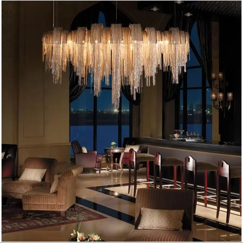 New design chandeliers LED aluminum fixtures luxury light gold/silver living room decorative light for commercial