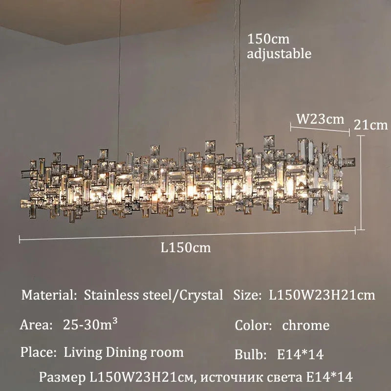 Luxury Chrome LED Crystal Chandeliers Home Villa Living Dining Room Lighting Decorate Indoor Ceiling Pendant Llights Fixtures