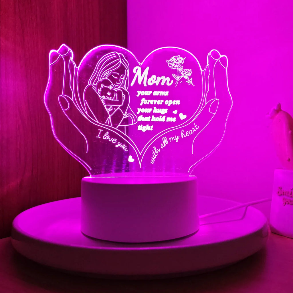 3D Night Light Creative Heart shaped Letter Light Gift Lamp for Mom Mother's Day Small Gift Lamp