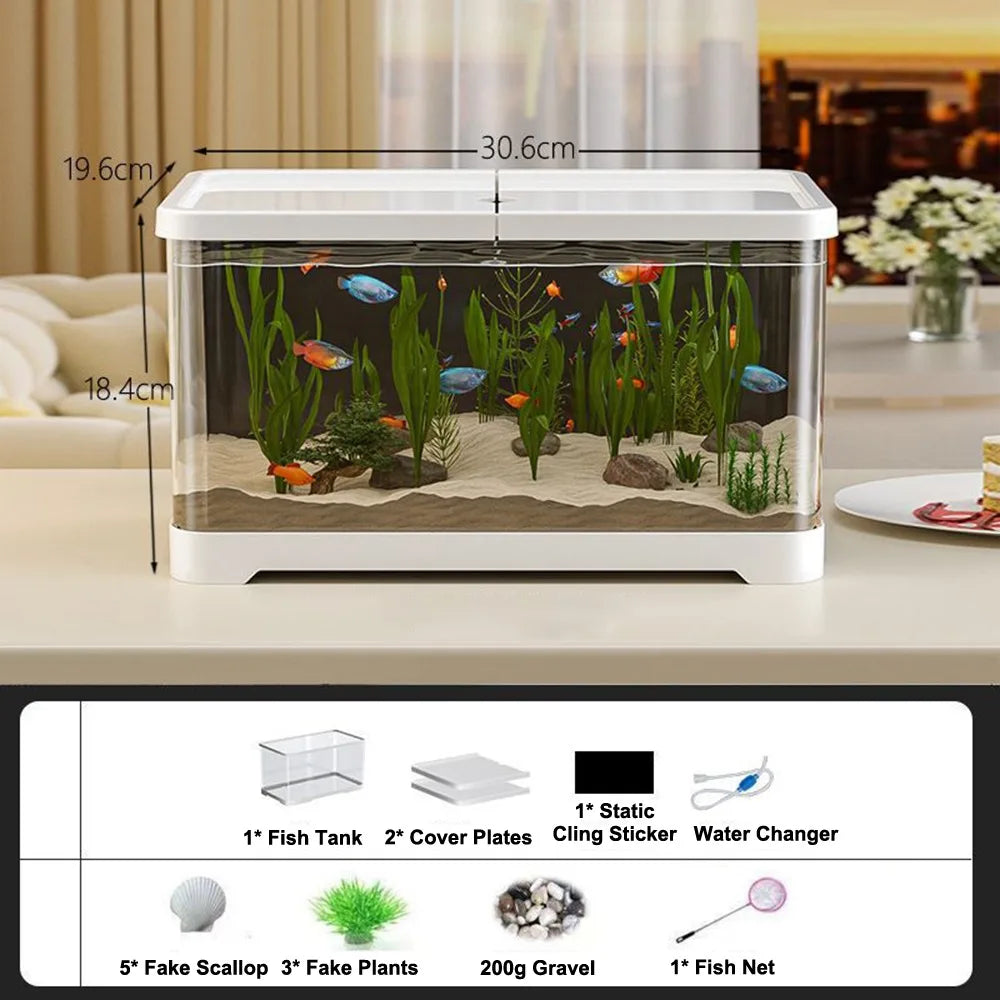 New Clear 360 Aquarium with LED Lighting Power Filter Fish Tank Multifunctional with Water Pump Turtle Tank for Fish Decor