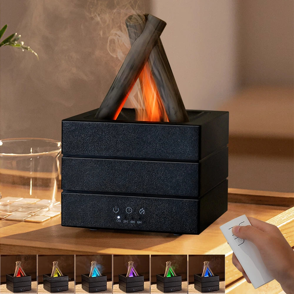 Flame Humidifier Fragrance Diffuser Aroma Humidifier Aromatherapy Essential Oil Diffuser with Night Light and Remote Control