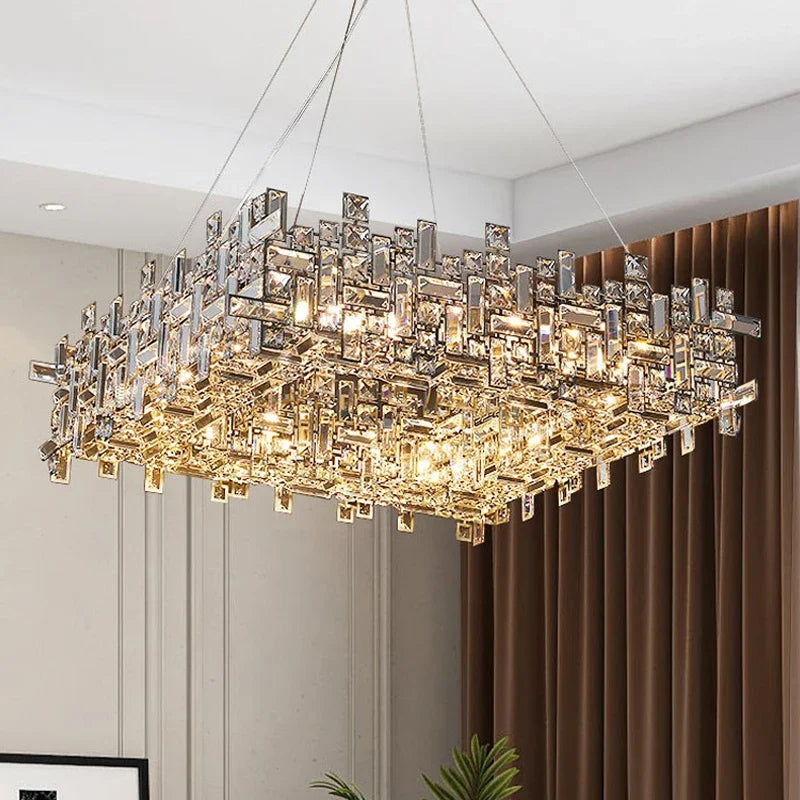 Luxury Chrome LED Crystal Chandeliers Home Villa Living Dining Room Lighting Decorate Indoor Ceiling Pendant Llights Fixtures