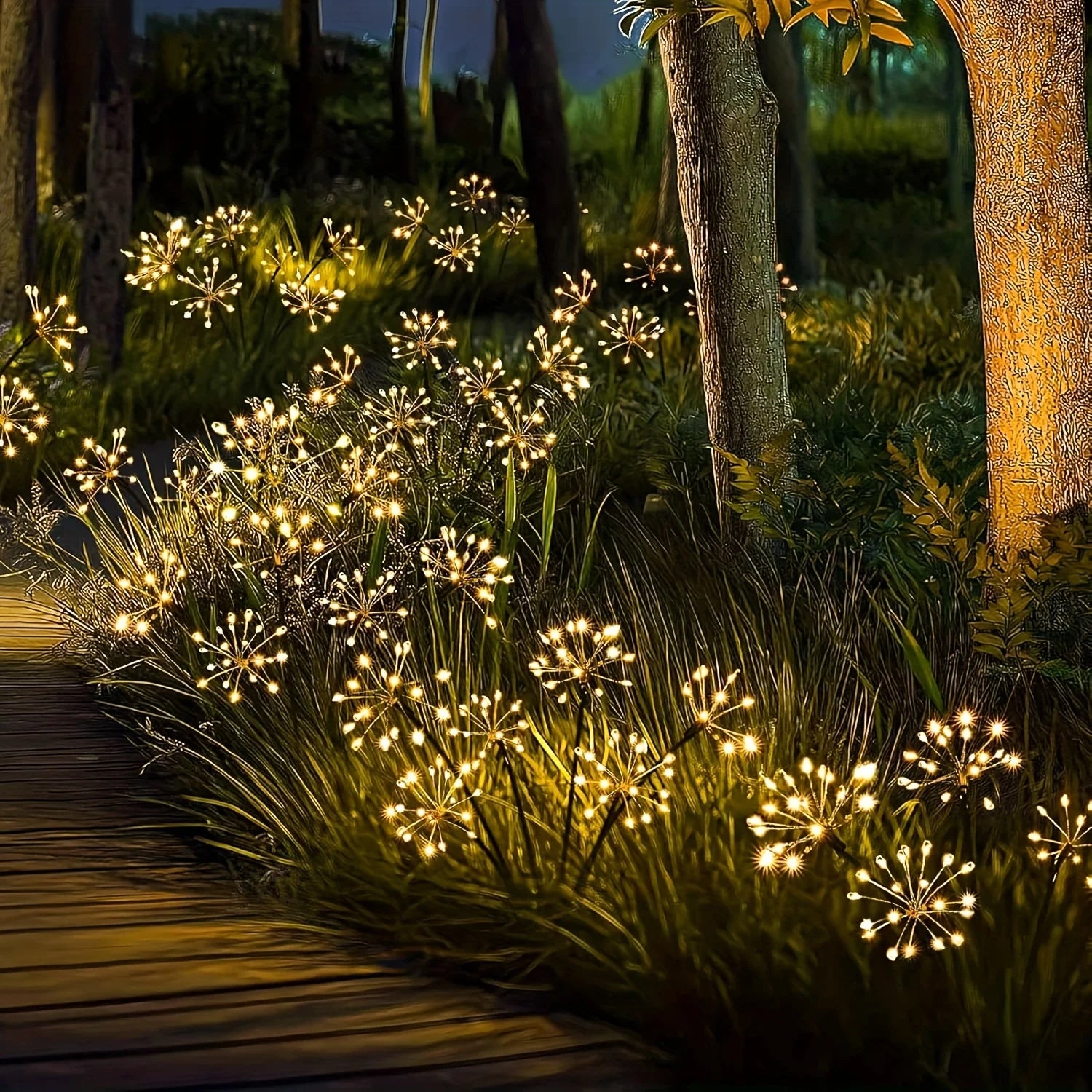 1pc Solar Firework Lights Warm White with 60LEDs for Outdoor Garden Decoration, 2 Modes,Christmas Decoration