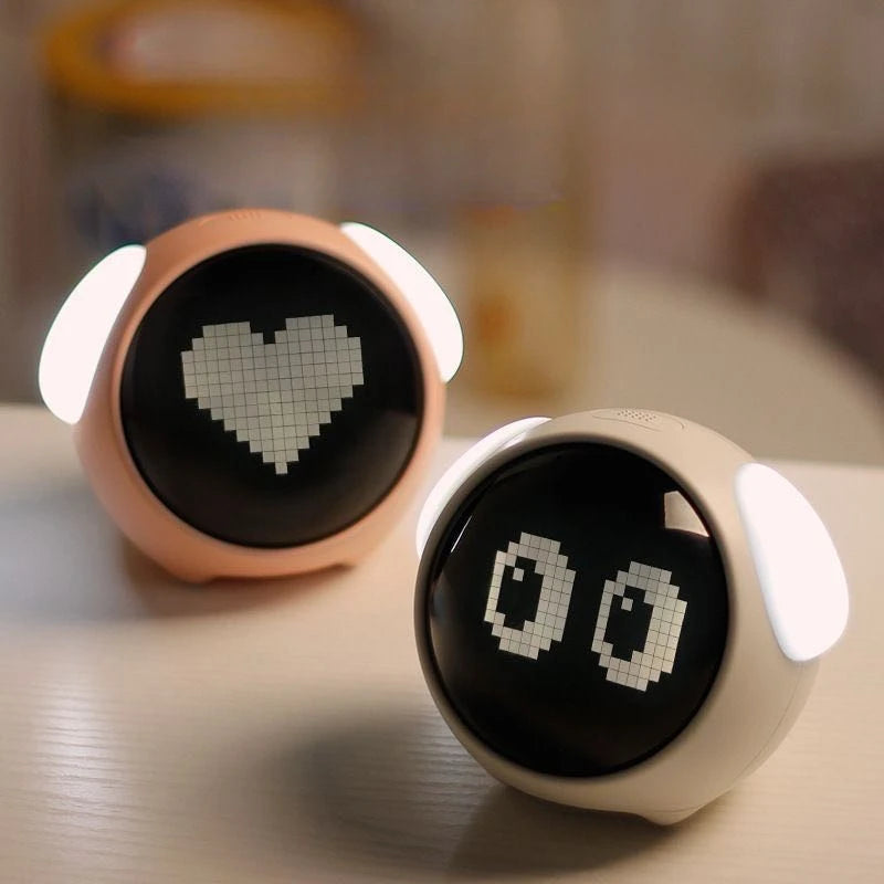 Mijia Cute Expression Alarm Clock Snooze Child Kids Digital Alarm Clocks Voice Control Intelligence LED Night Light Alarm Clock