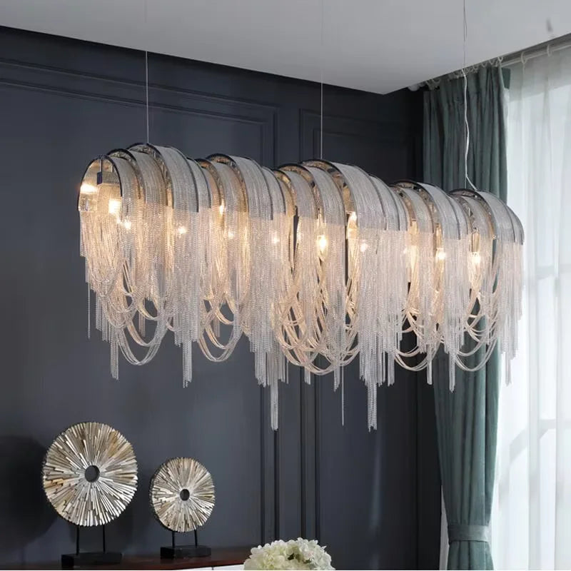 New design chandeliers LED aluminum fixtures luxury light gold/silver living room decorative light for commercial