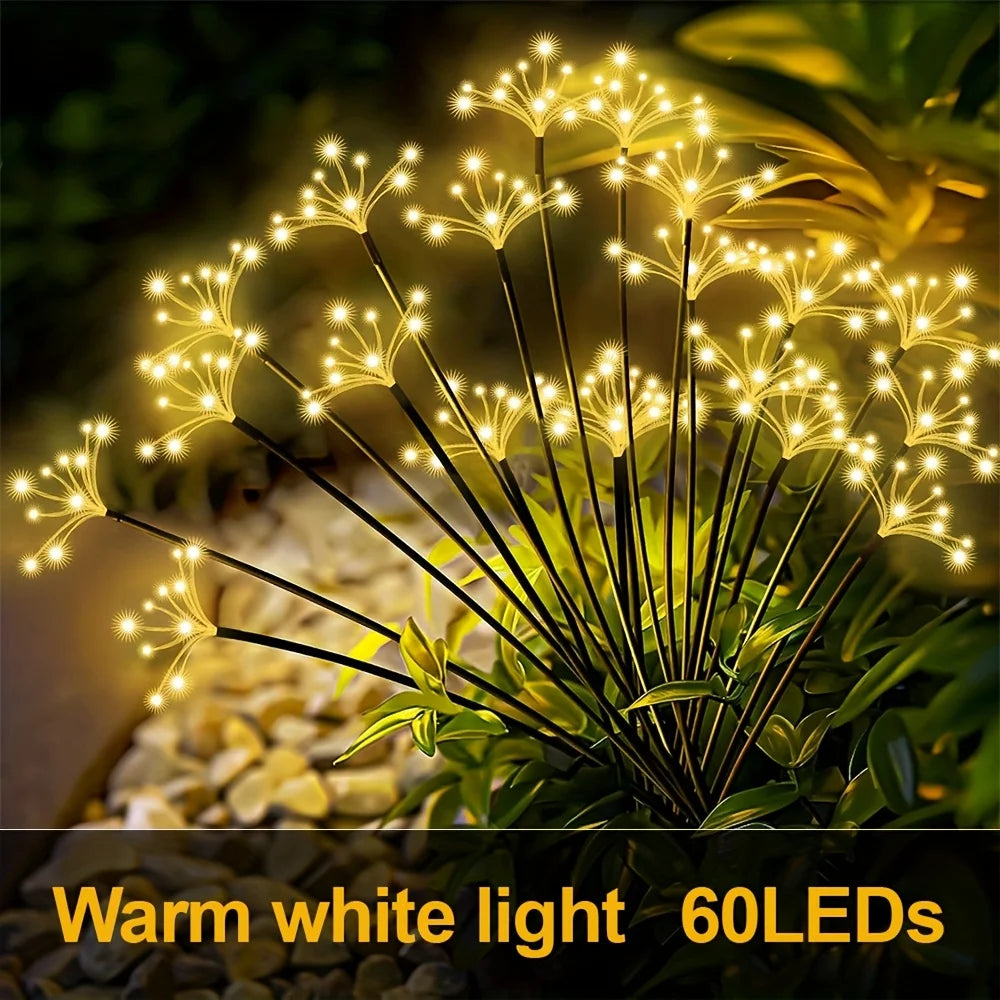 1pc Solar Firework Lights Warm White with 60LEDs for Outdoor Garden Decoration, 2 Modes,Christmas Decoration