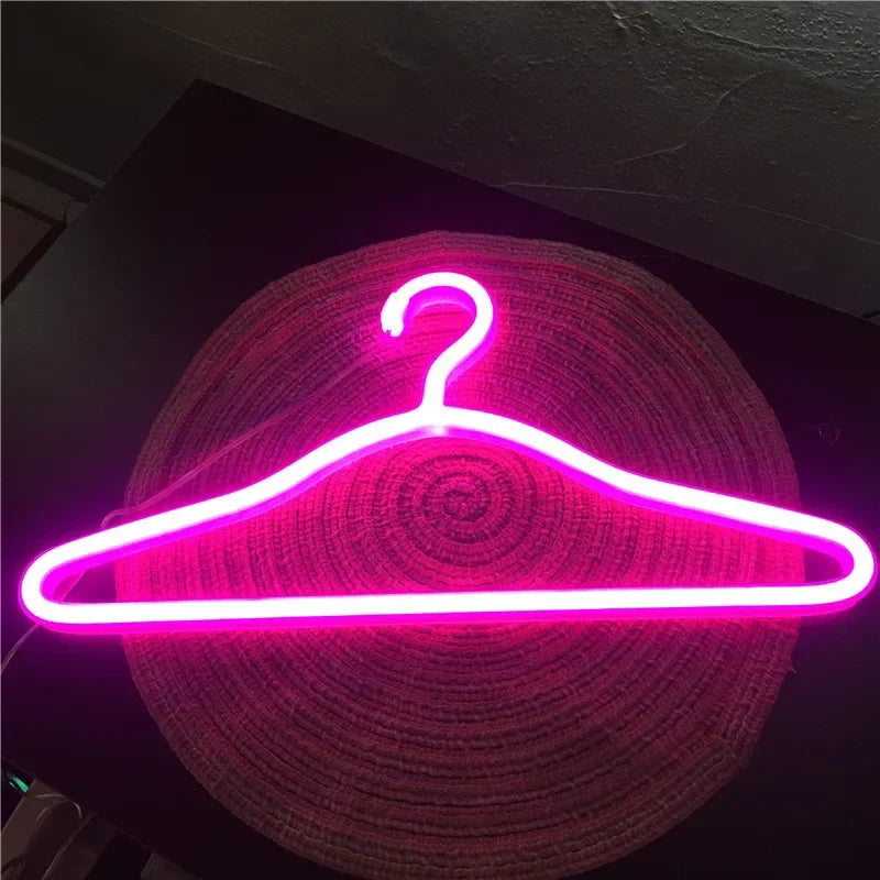 Clothes Hanger LED Neon Lights Colorful Wall Hanging Neon Sign Store Night Lamps for Festival Home Party Wedding Decoration