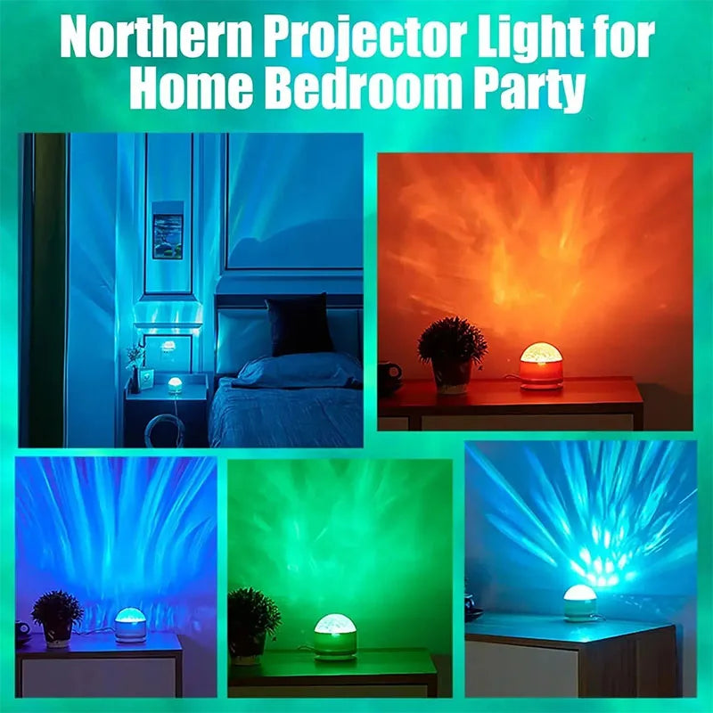 Aurora Borealis Starry Sky Rotating Projector with Remote Control LED Galaxy Night Light 16 Color-Changing Light Effects USBPlug