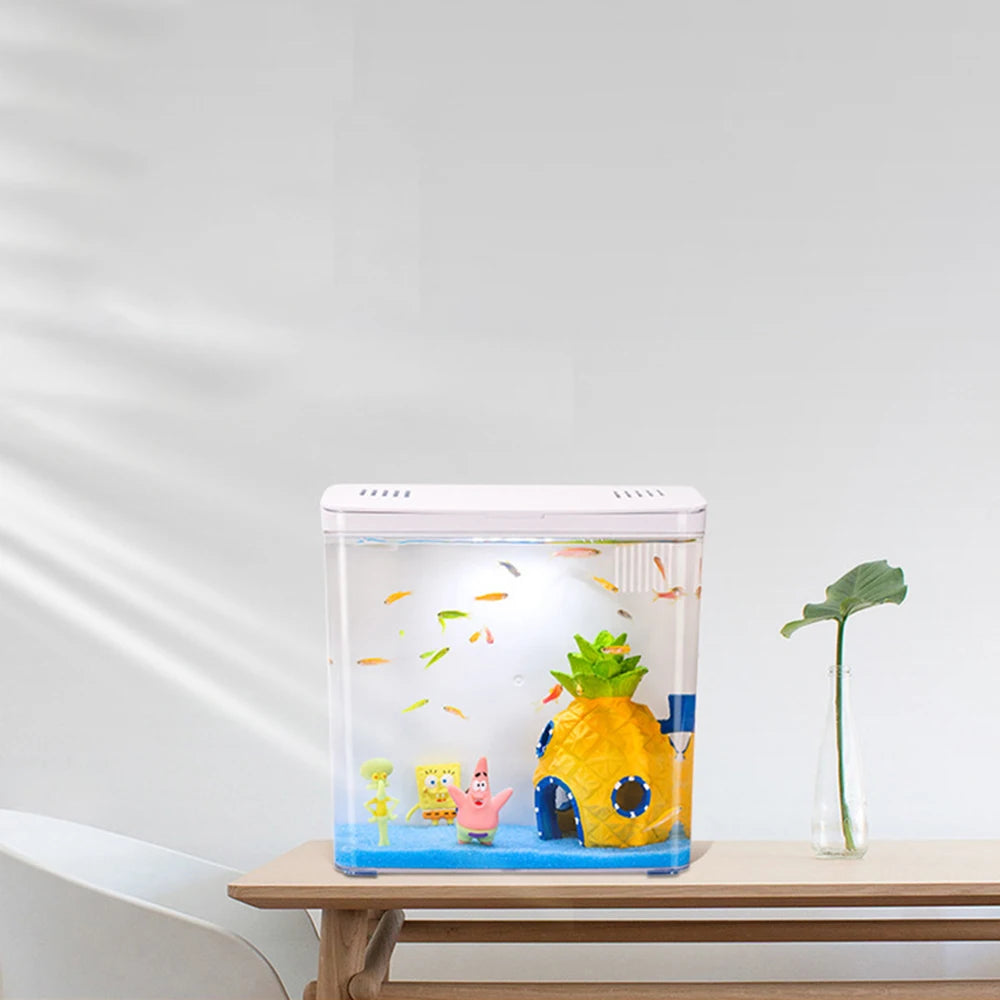 1PC Household fish tank, living room, small mini betta fish tank, desktop ecological tank