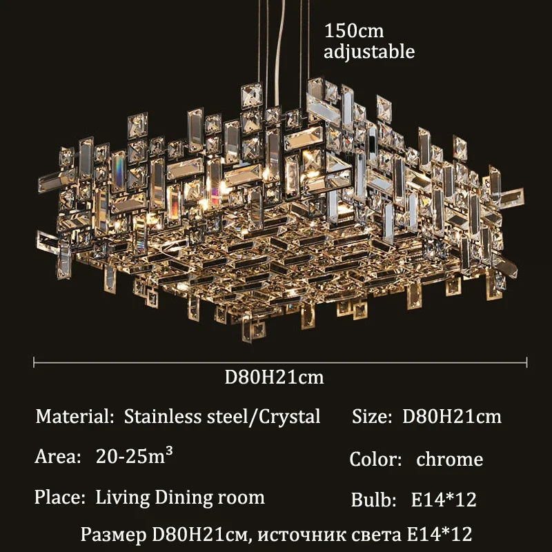 Luxury Chrome LED Crystal Chandeliers Home Villa Living Dining Room Lighting Decorate Indoor Ceiling Pendant Llights Fixtures