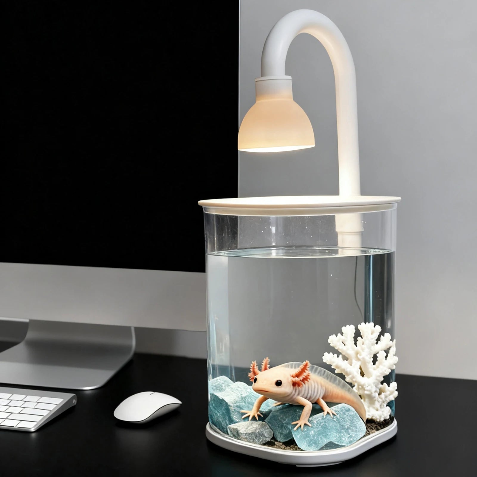 Starter Kit Small Fish Tank Axolotl Tank Tabletop Turtle Tank Goldfish Tank With Light Party Chirstmas Gift Idea For Kids