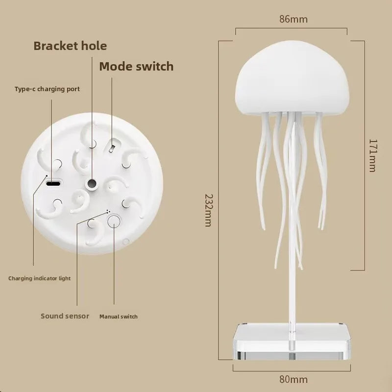 3D Movable Jellyfish Lamp USB Smart Voice Control Dimmable Color-Changing Creative Night Light Ocean Anime Light Sign Ornaments