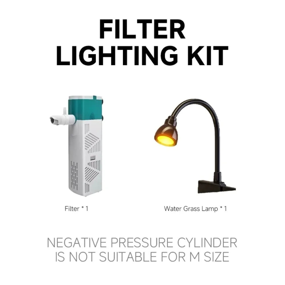 New Clear 360 Aquarium with LED Lighting Power Filter Fish Tank Multifunctional with Water Pump Turtle Tank for Fish Decor