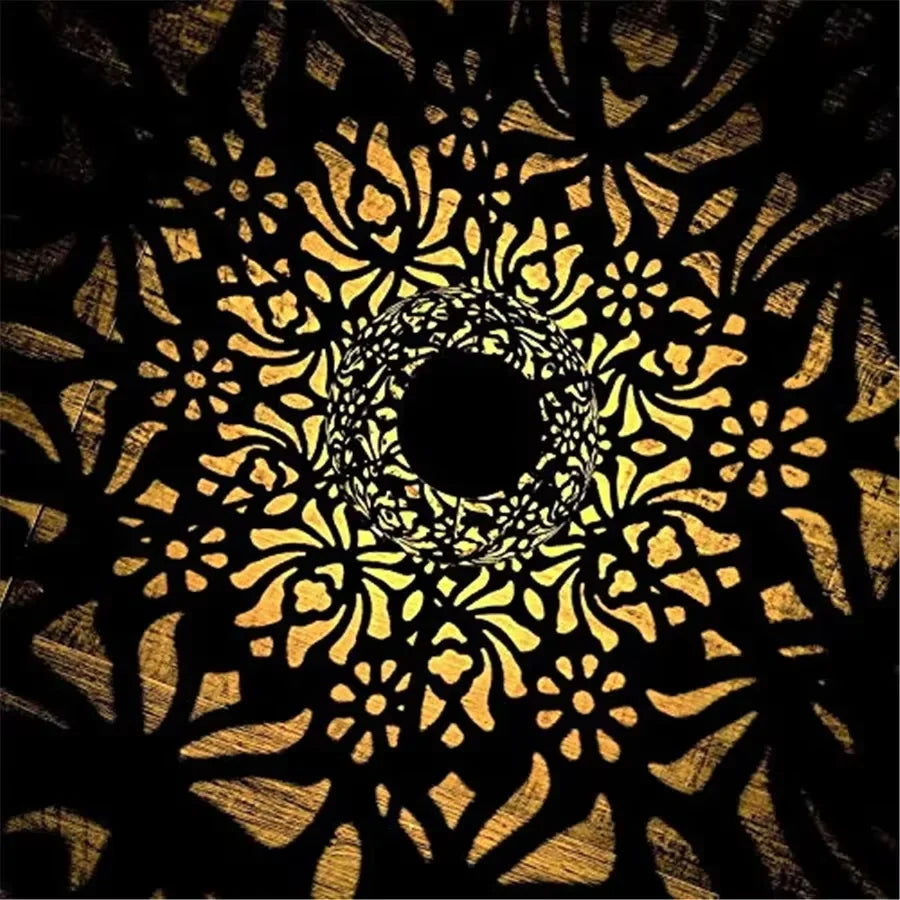 HOMEFISH Outdoor Solar Iron Art Hanging Light Hollow LED Waterproof Landscape Projection Lamp for Garden Decor